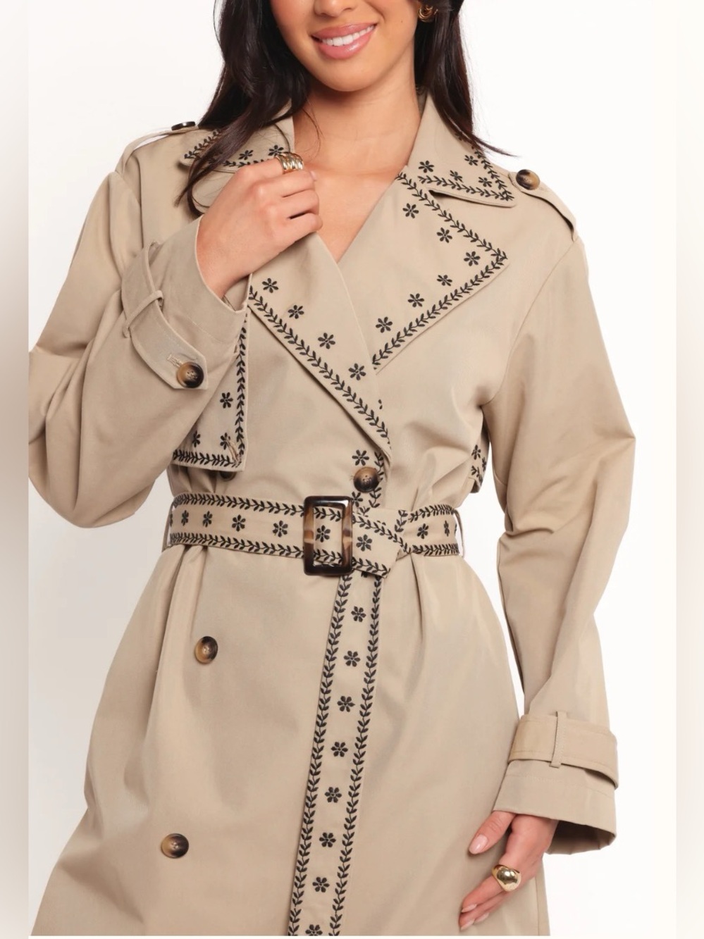 Embroidered Trench Coat size M